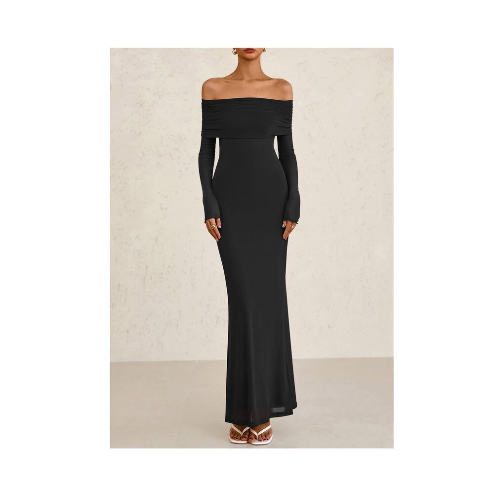 Sweater Dress Long Sleeve Off Shoulder Slit Maxi Bodycon Size XXl